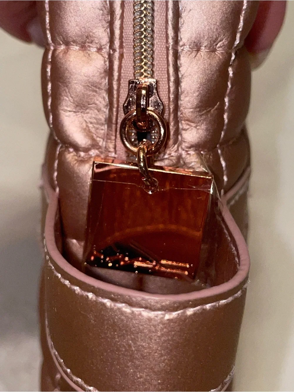 Rihanna MAC Quilted Metallic Rose Gold Cosmetic Pouch